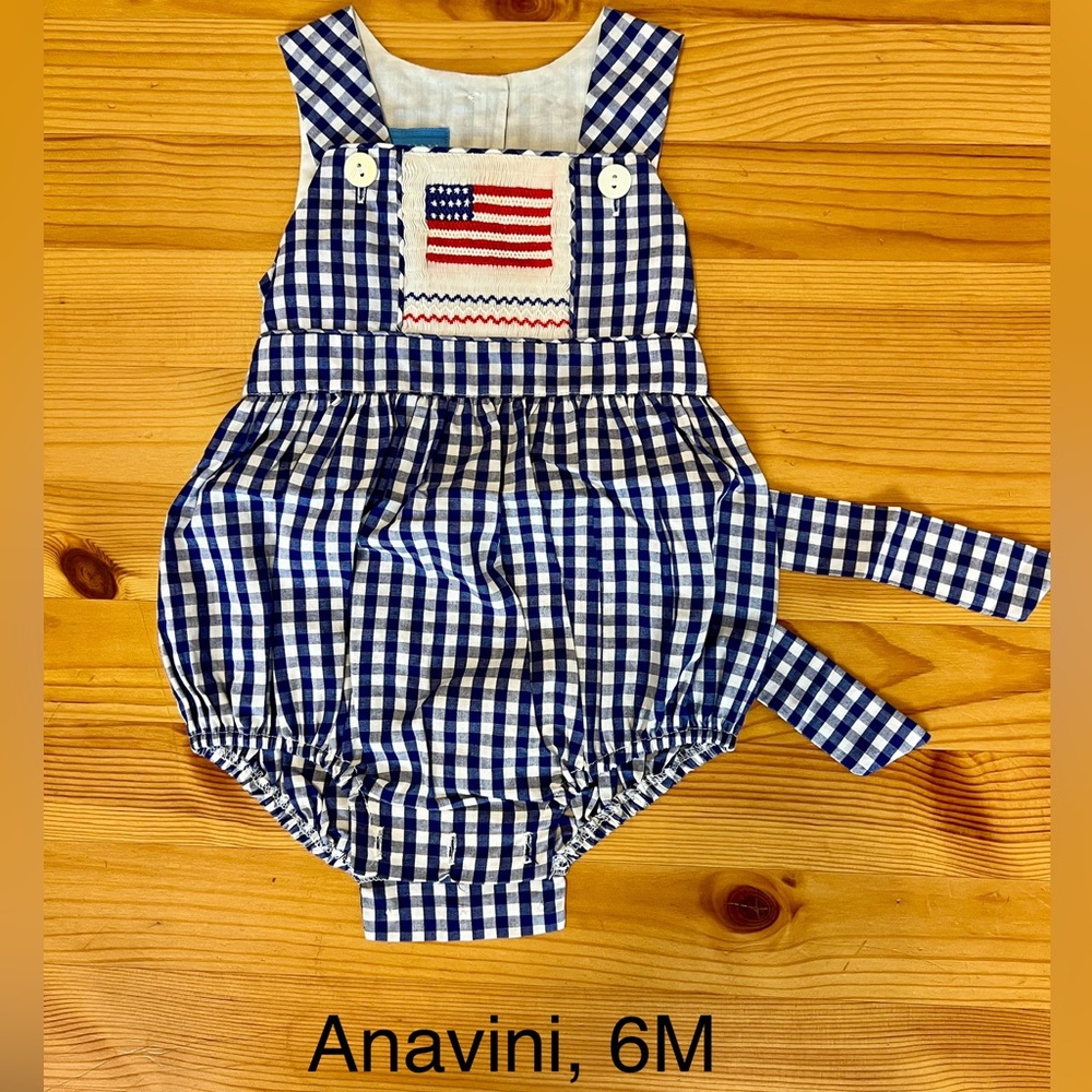 Anavini smocked USA bubble, 6M